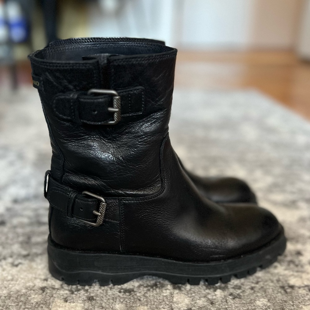 Prada Size 35.5 black leather biker boot